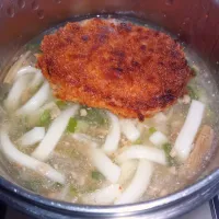 みぞれ仕立てのなめ茸と肉そぼろ入りとろみ付きコロッケうどん|darkbaronさん