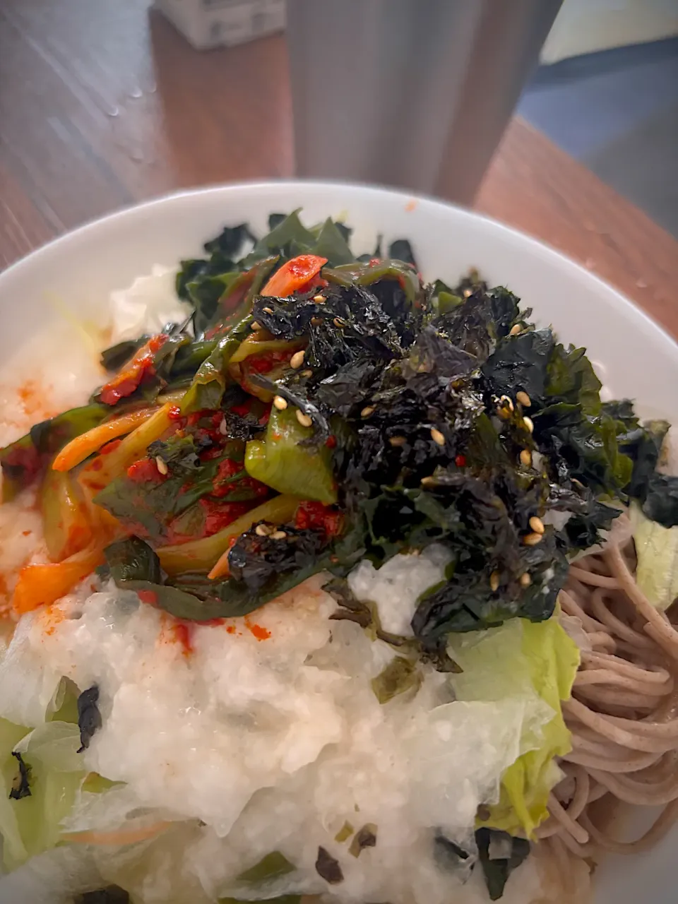 酵素！山かけサラダキムチ蕎麦|𝓤𝓬𝓪さん