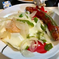 朝ごはん　ハーブのソーセージ