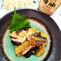 🔷レンジでOK🍆蒸し茄子と蒸し鶏の梅甘酢あえ🔷|@きなこさん