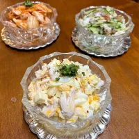 ササミサラダ３種🥗ゆで卵クリチ＊胡瓜茗荷大葉檸檬ドレ＊キムチチーズ|henryさん