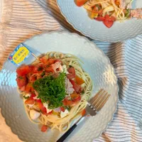 新味料がいい仕事してる！冷製トマトパスタ！