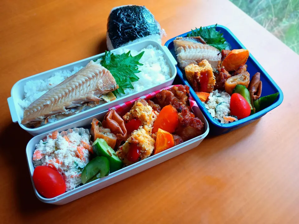 次男・私弁当&おにぎり|tamagomagomagoさん