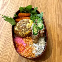 ハンバーグ、肉巻きオクラ弁当|Dandaddyさん