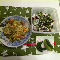 ゴーヤチャンプルー＆きゅうり🥒とワカメの酢の物。|ママちんさん