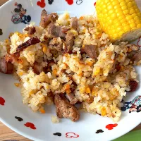 ロティサリーチキンでチャーハン|ぺろたんさん
