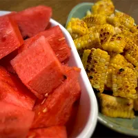 スイカと焼きもろこし|mae3さん