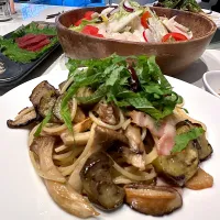 茄子と茸の和風ペペロンチーノ🍝|ナムナムさん