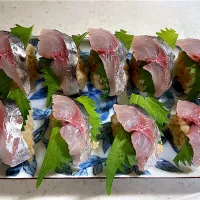 粕酢の鯵握り♡