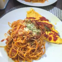 ミートパスタ＆オムレツ|テケテケさん