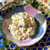 大豆ミートとコーン🌽の白和え風✨