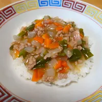 ひき肉あんかけ丼|万葉さん