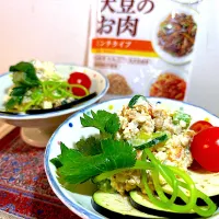 ❤️まーくん亭❤️大豆お肉ミンチ&豆腐&ポテサラ和え⭐️|kuririnさん