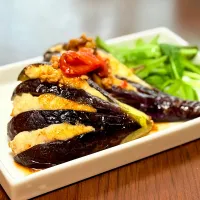 ナスの｢いちょう｣はさみ焼き