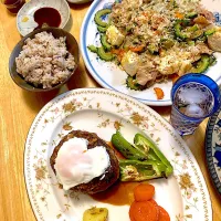 朔ちゃん特製の和風ハンバーグ！パパだけ特別にハートの目玉焼きを載せて♡|さくたえさん