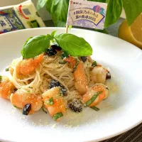 海老とバジルの冷製素麺
