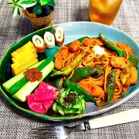 ウインナーと万願寺とうがらしのパスタ★ワンプレート| まめもにおさん