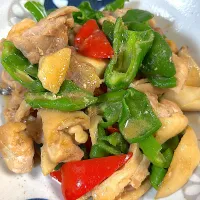 鶏肉とピーマン、ししとう、エリンギの味噌炒め|Hiromiさん