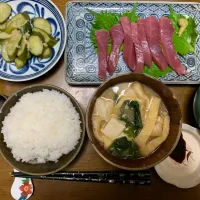 夕食　キハダマグロの刺身|ATさん