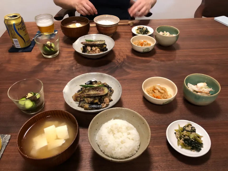 もずく酢、茄子の味噌炒め|タロッカ主夫見習いさん