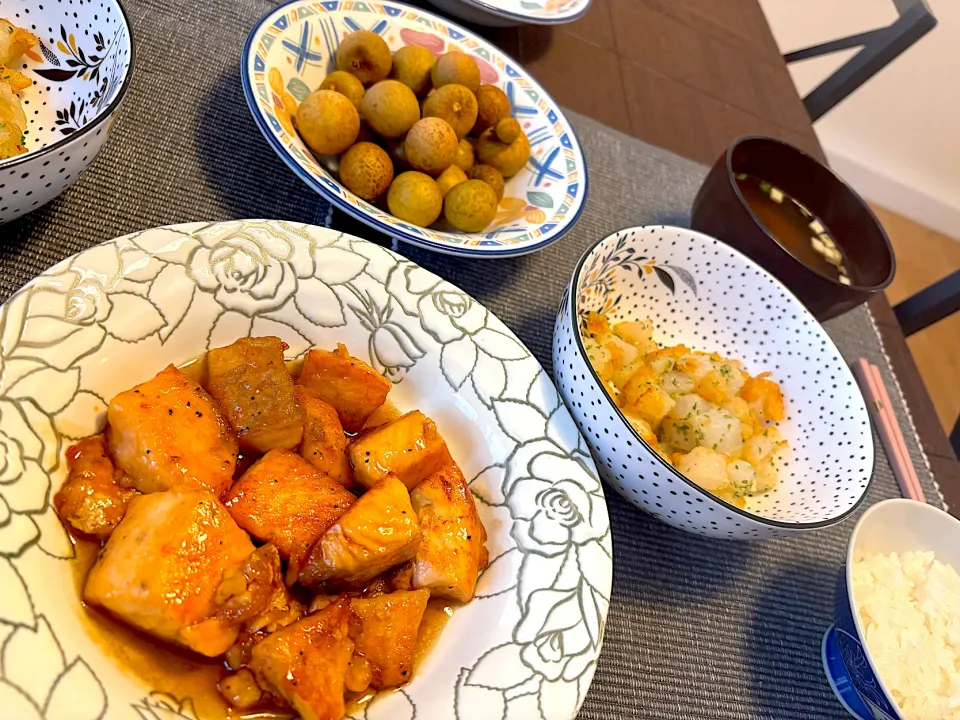 サーモンの甘辛焼き・大根のり塩フライ|きなこさん