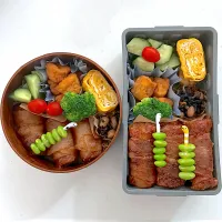 肉巻きおにぎり
コロコロチキン
きゅうりの漬物
ひじき煮
卵焼き
ブロッコリー
枝豆
ミニトマト|ayumomさん