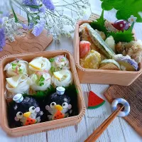 🌿🍉🐧🌿🍉🐧
天ぷら&素麺と
ペンギンおにぎり弁当