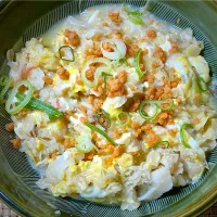 梅鱈鮭雑炊|すくらんぶるえっぐさん