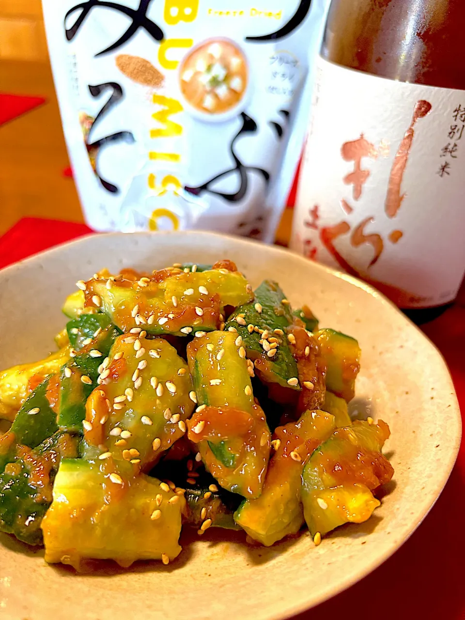 たたききゅうりの梅味噌和え🥒|おかちさん