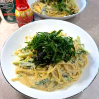小松菜🥬明太クリームパスタ🍝！