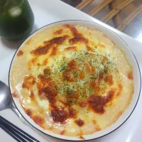 息子の朝ご飯✨昨日のシチューの残りでドリアです🍀|rikako♪。.:＊さん
