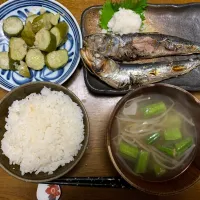 夕食　マイワシに塩焼き定食|ATさん