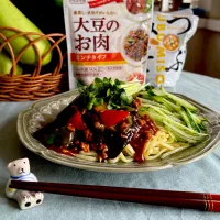 麻婆茄子でジャージャー麺