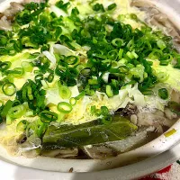 #夕飯　ポークビーフ合挽きのこキャベツ玉子おじや|ms903さん