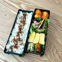 からあげくん＆豚肉と野菜のオイスターソース炒め弁当🍱|nonoさん