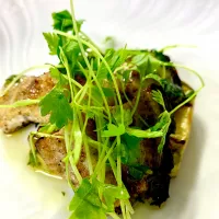 Baked Grouper And Eggplant With Apple Cider Vinaigrette Sauce|gonbenさん