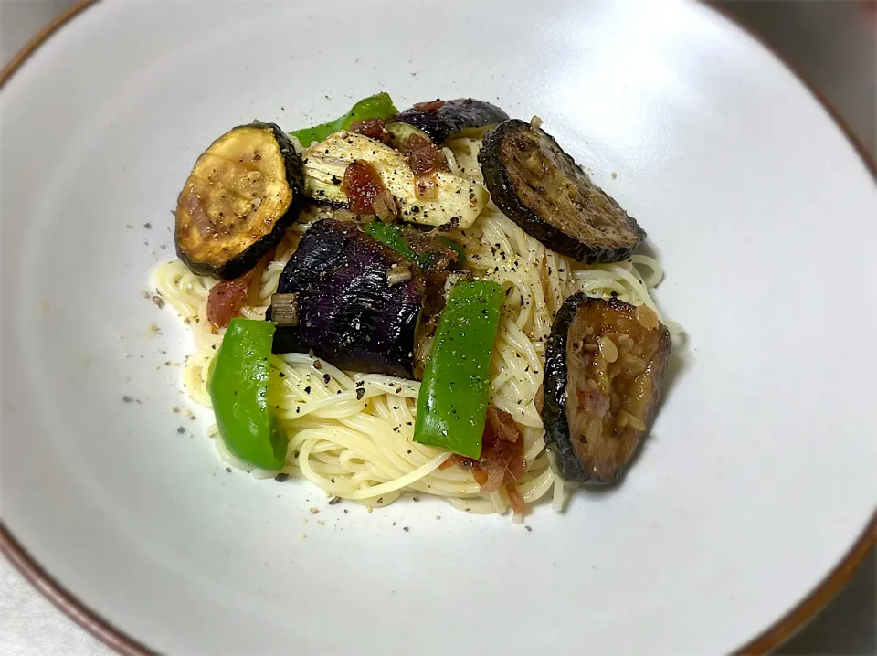 ズッキーニのスカペーチェと梅ミョウガの冷製カッペリーニ|ゆめみどりさん