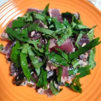 生協の鰹のタタキと大葉