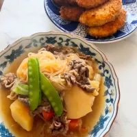 今夜は肉じゃがと鶏ささみのパン粉焼き| めんちゃんさん