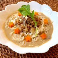 豆乳胡麻だれの素麺タンタン❣️