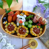 🌿🌻(・(ェ)・)🌻🌿
ひまわりおにぎり弁当
