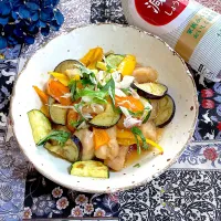 鶏肉と夏野菜の甘酢餡掛け🌻|ringonamaさん