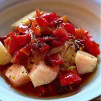 トマトと桃の冷製パスタ|keisukeさん