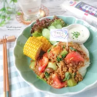 トマトごろごろꔛ
キーマカレー素麺deワンプレートランチ|ゆずぽんさん