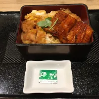 とじうなかつ重(うなぎ１枚)、バニラアイス(夕飯、かつ庵)|enarinさん
