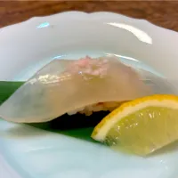 7月18日・［和食のコース🥢］・⑦後造り・イカの耳のお寿司😋✨（味音痴なのか🫢💦今日一美味しかったです😍✨❣️笑）|山勝さん