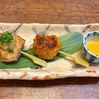 7月18日・［和食のコース🥢］・⑨比内地鶏一口つくね😋✨（軟骨コリコリで普通に美味しかったです❣️）|山勝さん