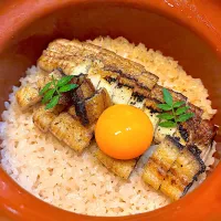7月18日・［和食のコース🥢］・⑫柳川うなぎの土鍋ご飯😋✨（うなぎの混ぜご飯🍚不味いハズがない❣️余りはジャンボおにぎり🍙にして貰いました🤩笑）