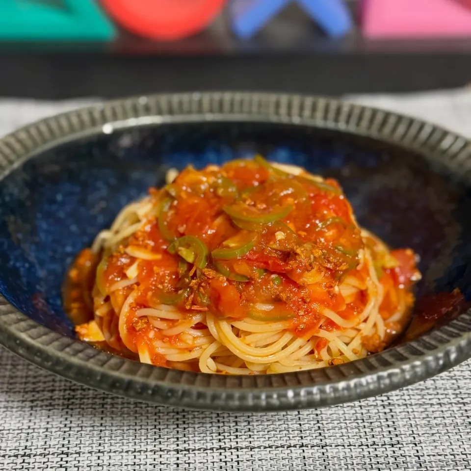 メキシコ風セラーノのトマトパスタ|OLの気ままご飯🍽さん