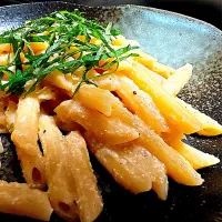 お夕飯　息子作　ペンネでたらこパスタ|renharuruさん